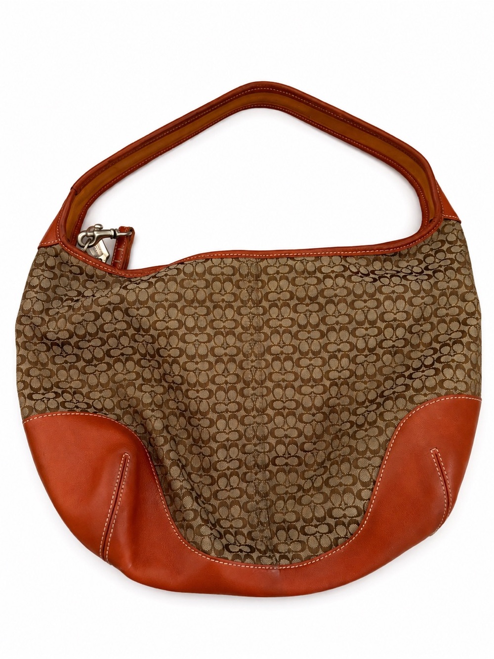 Vintage Coach 6617 Signature Canvas Hobo Bag Orange Leather